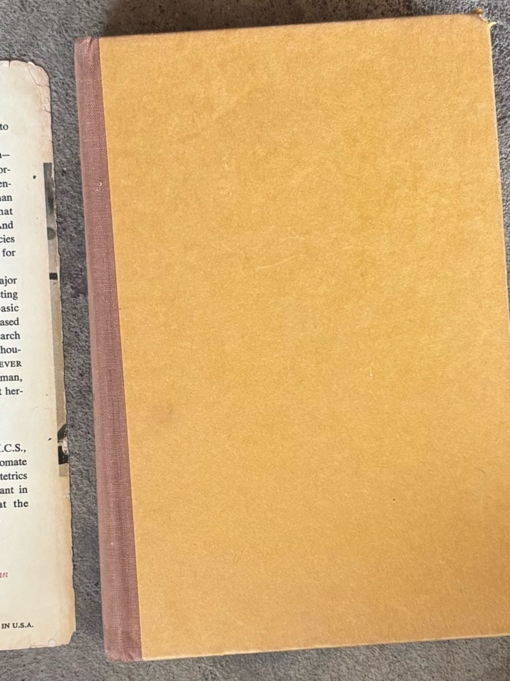Hardcover Book with Mustard Cover and Brown Spine